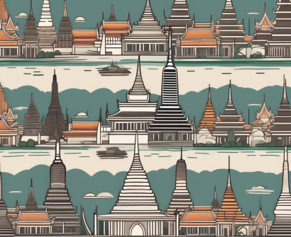 A typical bangkok cityscape with iconic landmarks