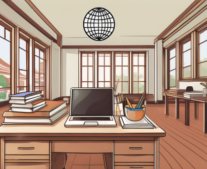 A teacher's desk with a cv on it