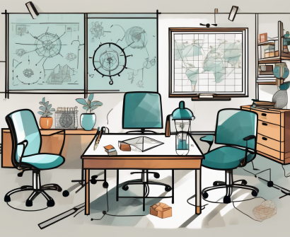 A diverse classroom setting in hong kong with various educational tools and symbols representing the five power strategies