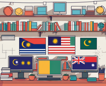 A vibrant malaysian classroom filled with diverse educational tools