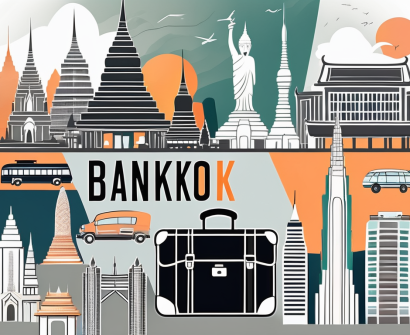 A vibrant bangkok cityscape with prominent landmarks