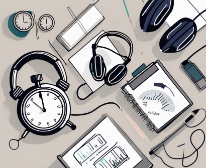 A classroom setting with various coaching tools like headphones