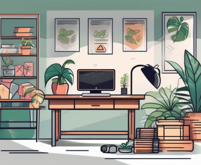 A classroom setting in thailand with elements like a teacher's desk