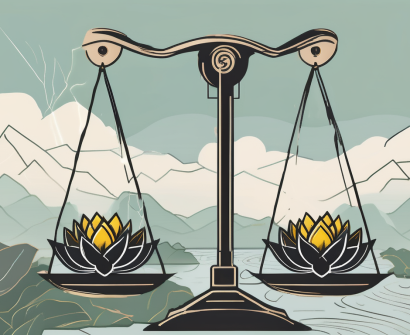 A symbolic balance scale evenly balanced