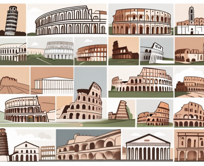 A beautiful italian landscape with diverse architectural styles of 10 different international schools scattered around