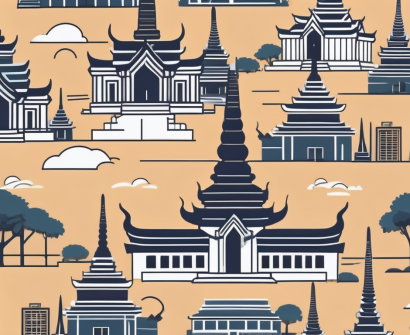 A scenic thailand landscape with prominent landmarks