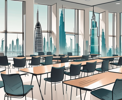 A classroom setting with empty chairs and desks to symbolize the turnover rate