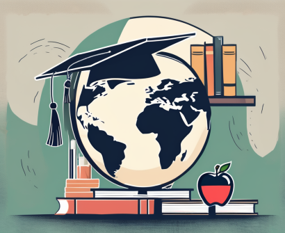 A graduation cap on top of a globe focusing on thailand