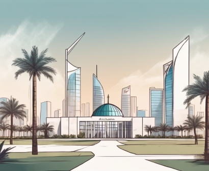 An international school in abu dhabi with a flagpole outside