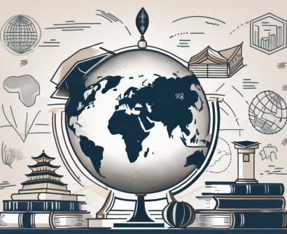 A graduation cap resting on top of a globe with china highlighted
