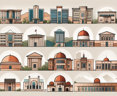 A diverse collection of five school buildings
