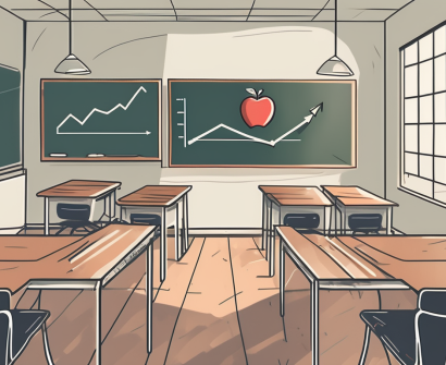 A classroom with empty desks