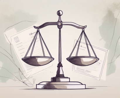 A balance scale with a postgraduate diploma on one side and a master's degree on the other