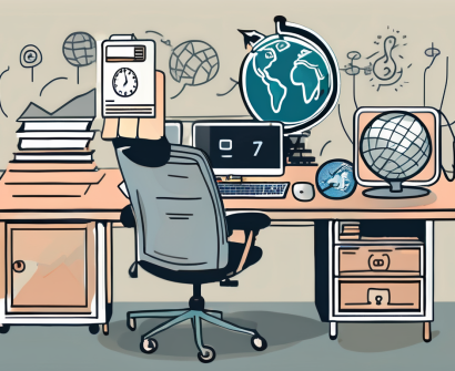 A teacher's desk with a computer