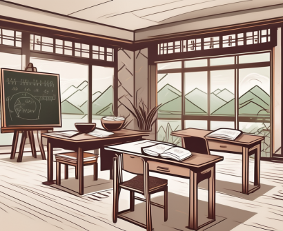 A classroom setting with thai cultural elements