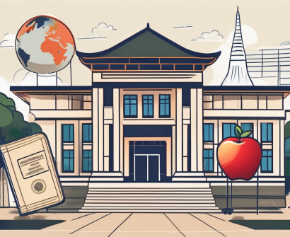 An international school building surrounded by thai landmarks