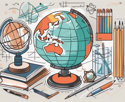 A diverse array of educational tools and symbols