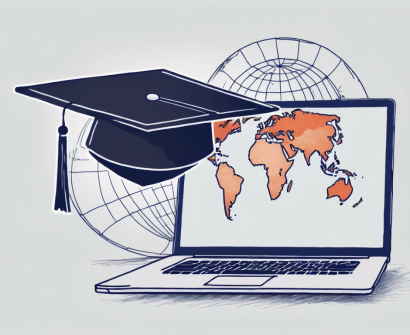 A laptop with a graduation cap on it