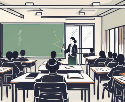 A classroom setting with thai cultural elements