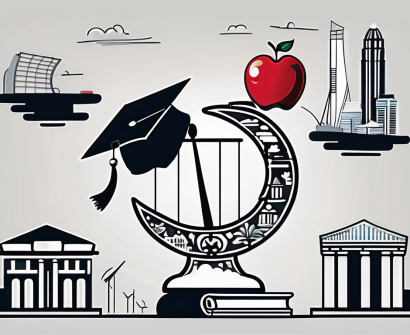 A balanced scale with a symbolic representation of singapore on one side (like the merlion statue or marina bay sands) and various other international landmarks on the other