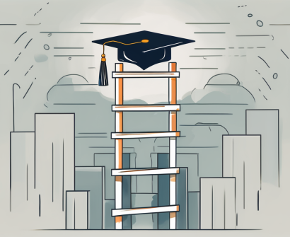A ladder leading to a graduation cap