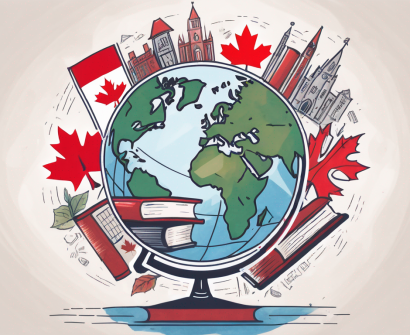 A globe with canada highlighted