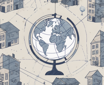 A globe with various school buildings scattered around it