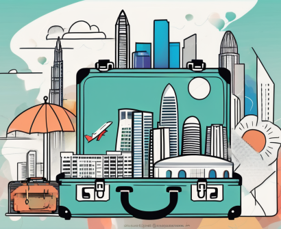 A vibrant singapore skyline with notable landmarks