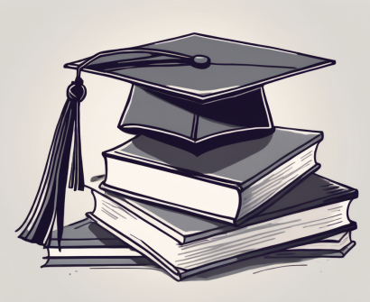 A stack of textbooks and a graduation cap