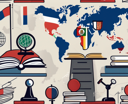 The lincoln school with a global map in the background