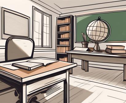 A classroom setting with traditional thai architectural elements