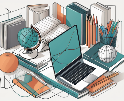 A diverse collection of school supplies such as books