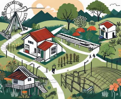 A rural malaysian landscape with a schoolhouse