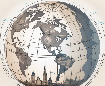 A globe with various school buildings from around the world