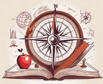 A compass resting on an open book