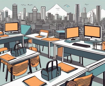 A classroom setting with various educational tools and a highlighted certificate