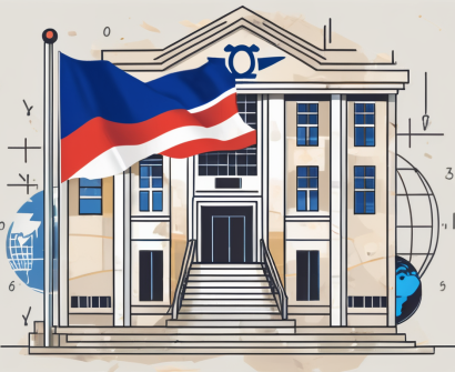 A school building with a thai flag