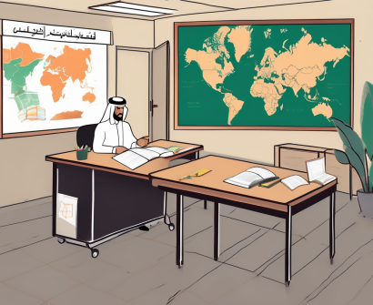 A classroom scene in saudi arabia with teaching aids