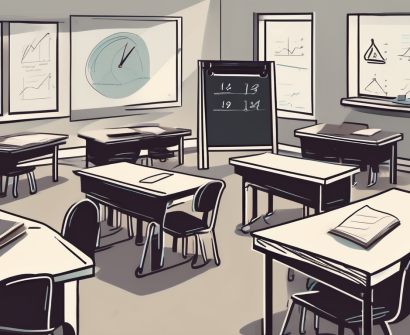A classroom setting in qatar with a chalkboard