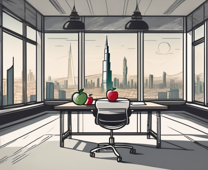 A classroom setting with an apple on a desk
