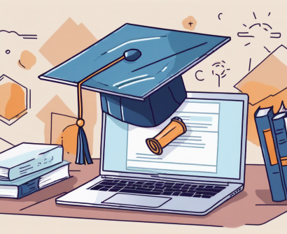 A laptop displaying an online learning platform
