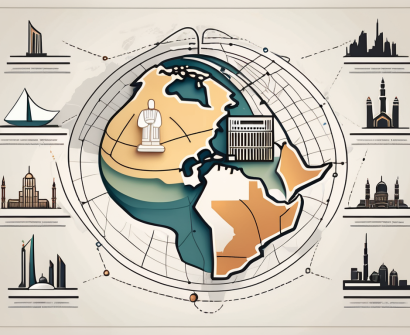 A globe with various iconic educational tools such as books