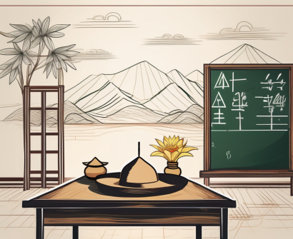 A classroom with symbols of vietnam
