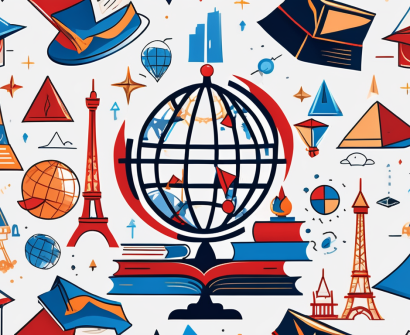 A globe with various iconic landmarks