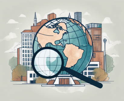A globe with various international school buildings around it