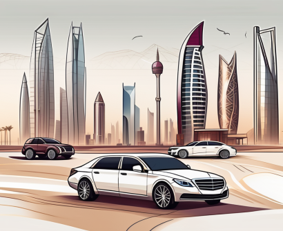 A qatar skyline with modern buildings and traditional architecture