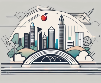 A singapore skyline with iconic landmarks