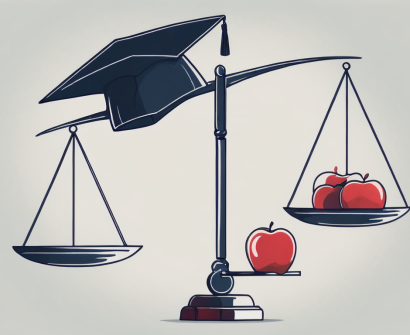 A scale balancing a graduation cap symbolizing an ipgce