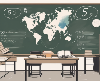 A classroom setting in singapore with various teaching tools like a blackboard