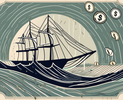 A sinking ship labeled "education" in stormy seas